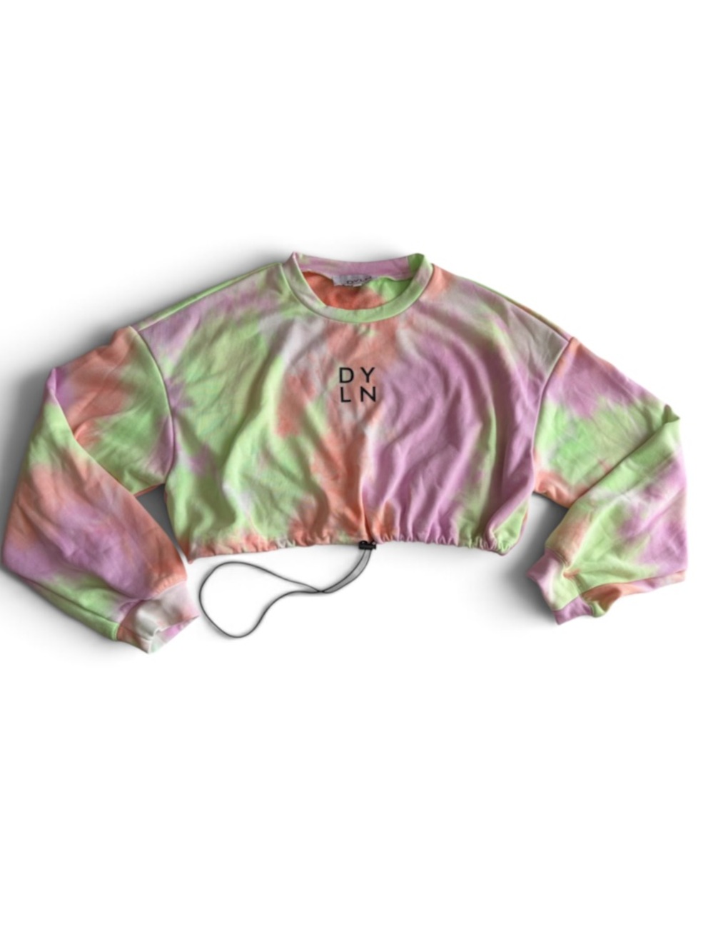 By.DYLN Tie Dye Cropped Sweatshirt Women’s Size Small NWOT Adjustable Bungee